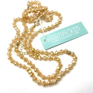 HANDPICKED Glass Beads Necklace Faceted Champagne